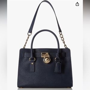 Michael Kors Women's Hamilton Saffiano Leather Medium Satchel, Black